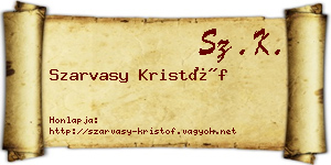 Szarvasy Kristóf névjegykártya