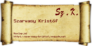 Szarvasy Kristóf névjegykártya