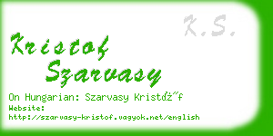 kristof szarvasy business card